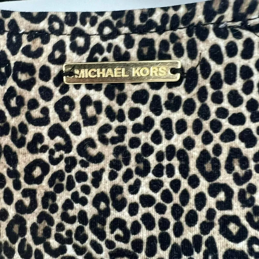 NWT Michael Michael Kors Dress Womens XS Brown Black Leopard Print Cold Shoulder
